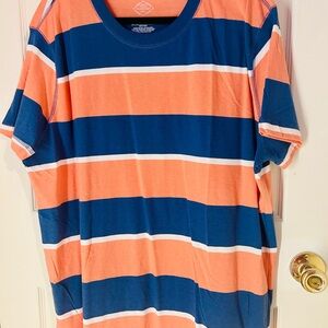 Men's Striped T-Shirt - Orange and Blue